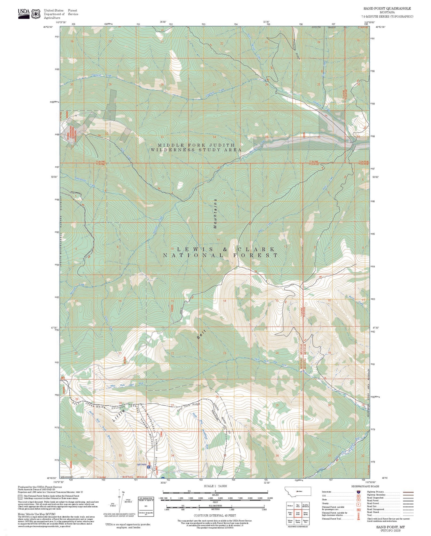 2025 Forest Service Topo Map of Sand Point Montana