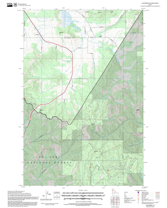 2025 Forest Service Topo Map of Sanders Idaho