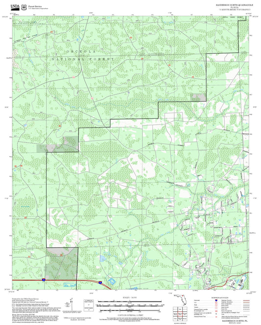 2025 Forest Service Topo Map of Sanderson North Florida
