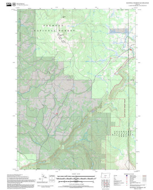 2025 Forest Service Topo Map of Sandhill Crossing Oregon
