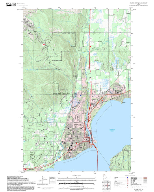 2025 Forest Service Topo Map of Sandpoint Idaho