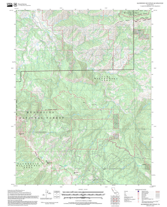 2025 Forest Service Topo Map of Sanhedrin Mountain California