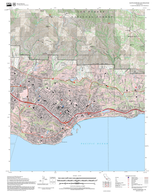 2025 Forest Service Topo Map of Santa Barbara California