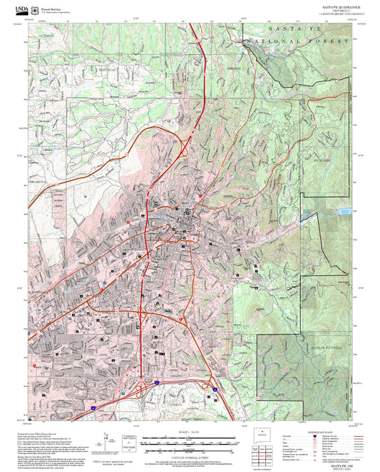 2025 Forest Service Topo Map of Santa Fe New Mexico