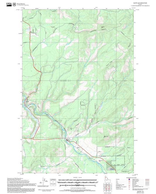 2025 Forest Service Topo Map of Santa Idaho