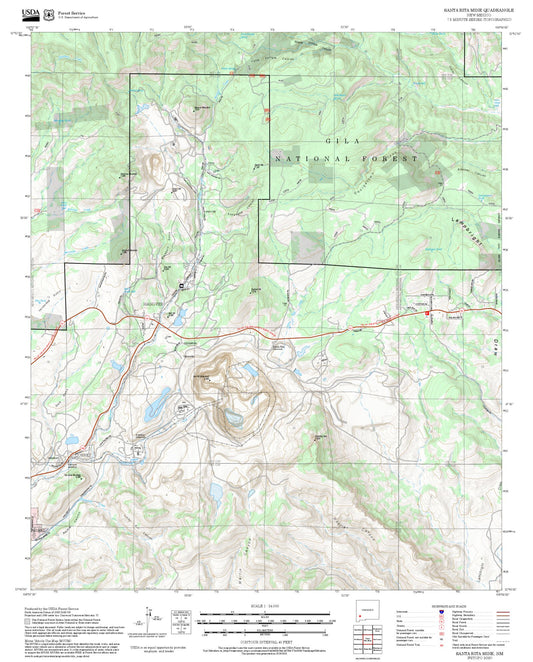 2025 Forest Service Topo Map of Santa Rita Mine New Mexico