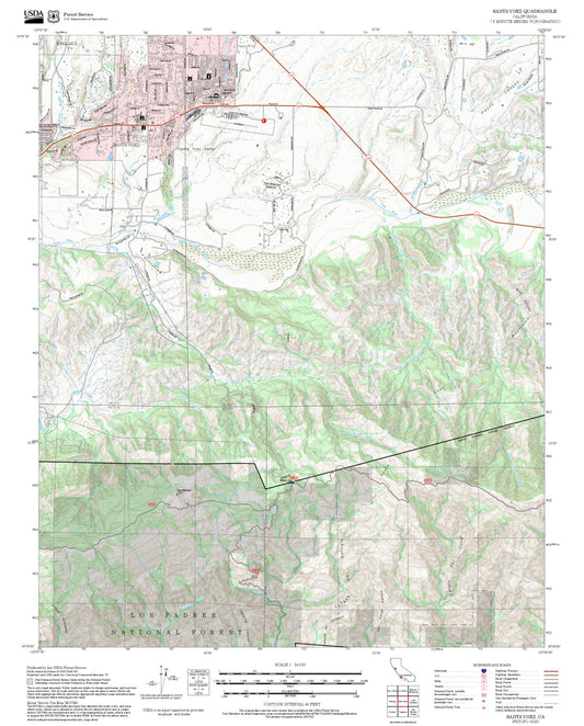 2025 Forest Service Topo Map of Santa Ynez California
