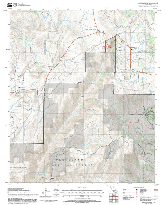2025 Forest Service Topo Map of Santa Ysabel California