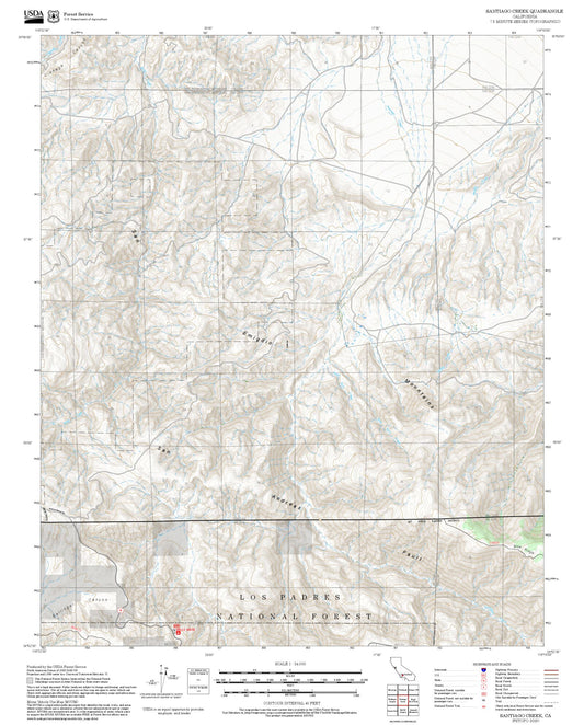 2025 Forest Service Topo Map of Santiago Creek California