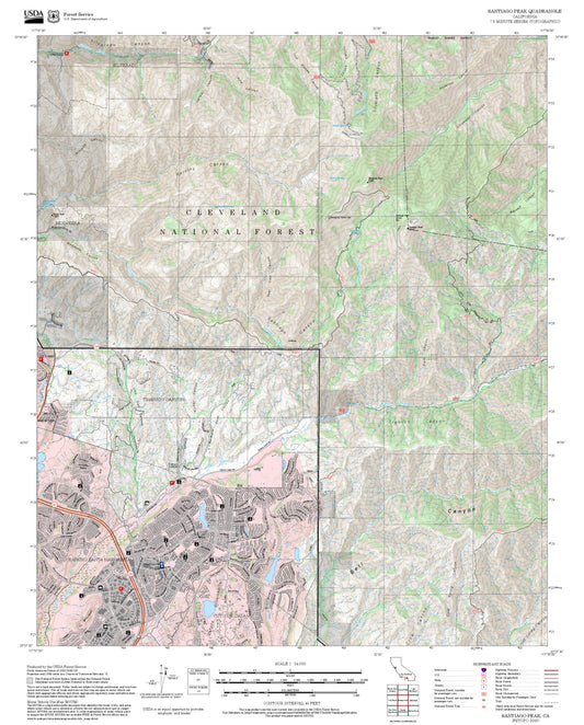 2025 Forest Service Topo Map of Santiago Peak California
