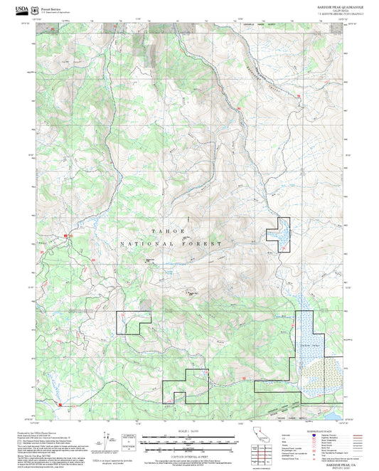 2025 Forest Service Topo Map of Sardine Peak California