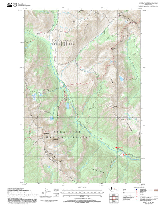 2025 Forest Service Topo Map of Saska Peak Washington