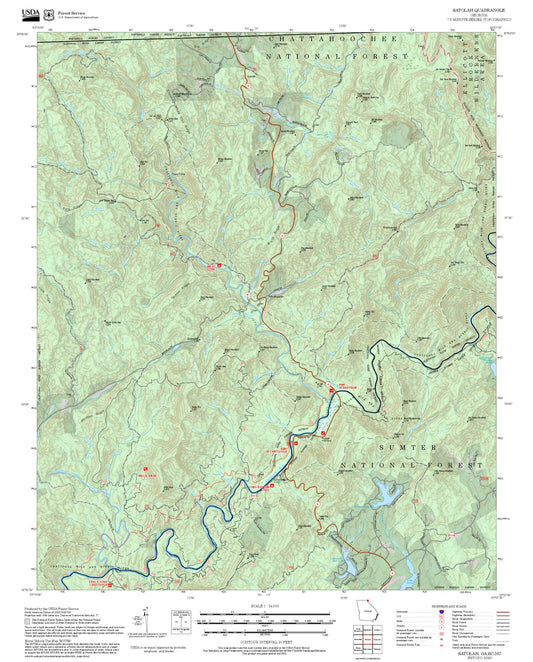 2025 Forest Service Topo Map of Satolah Georgia