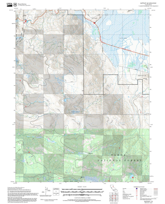2025 Forest Service Topo Map of Sattley California