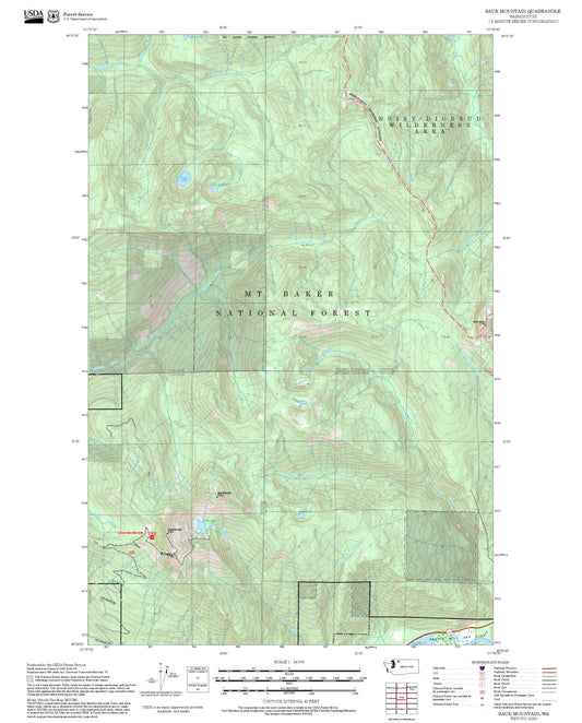2025 Forest Service Topo Map of Sauk Mountain Washington