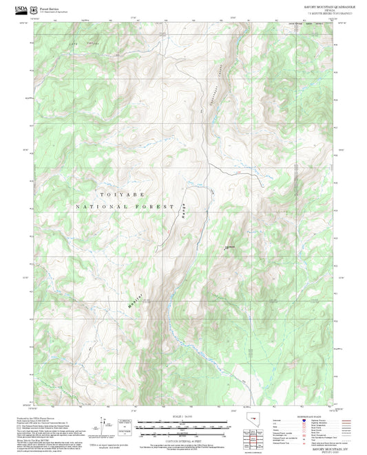 2025 Forest Service Topo Map of Savory Mountain Nevada
