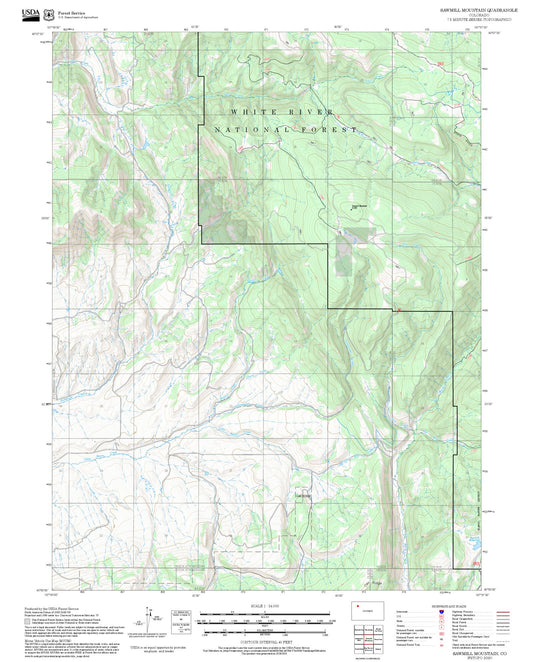 2025 Forest Service Topo Map of Sawmill Mountain Colorado