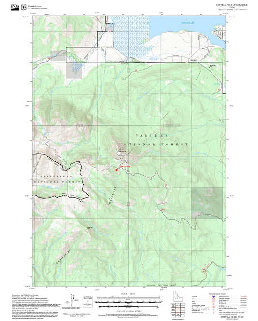 2025 Forest Service Topo Map of Sawtell Peak Idaho