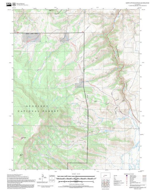 2025 Forest Service Topo Map of Sawtooth Mountain Colorado