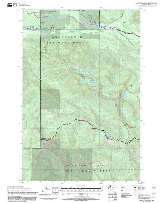 2025 Forest Service Topo Map of Sawtooth Ridge Washington