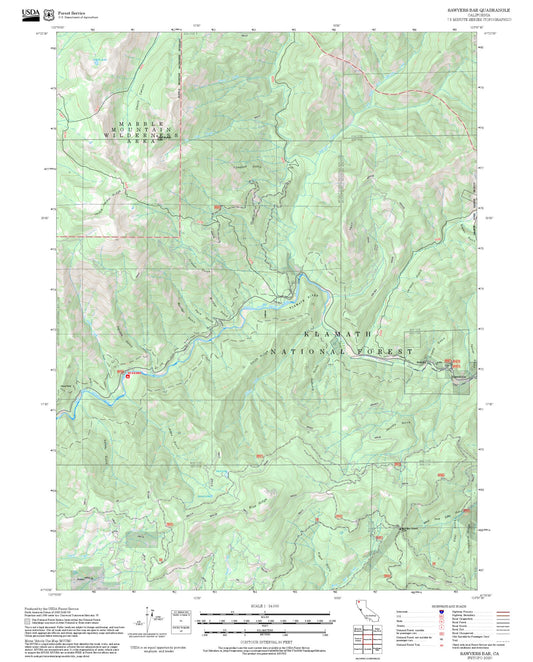 2025 Forest Service Topo Map of Sawyers Bar California