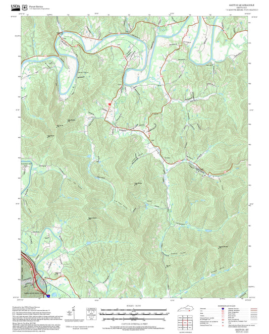 2025 Forest Service Topo Map of Saxton Kentucky