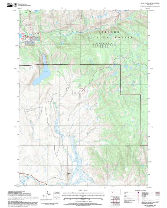 2025 Forest Service Topo Map of Scab Creek Wyoming