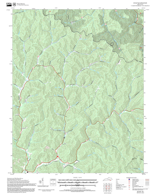 2025 Forest Service Topo Map of Scalf Kentucky