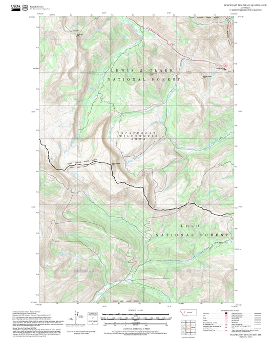 2025 Forest Service Topo Map of Scapegoat Mountain Montana