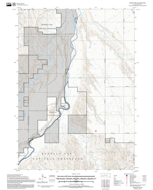 2025 Forest Service Topo Map of Scenic SW South Dakota