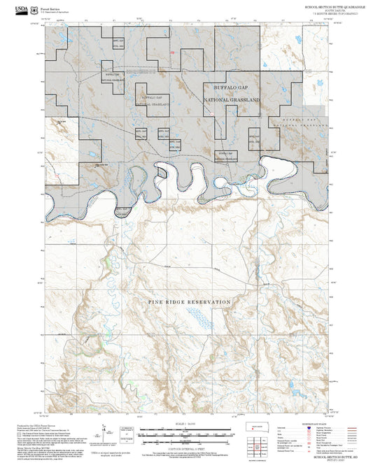 2025 Forest Service Topo Map of School Section Butte South Dakota