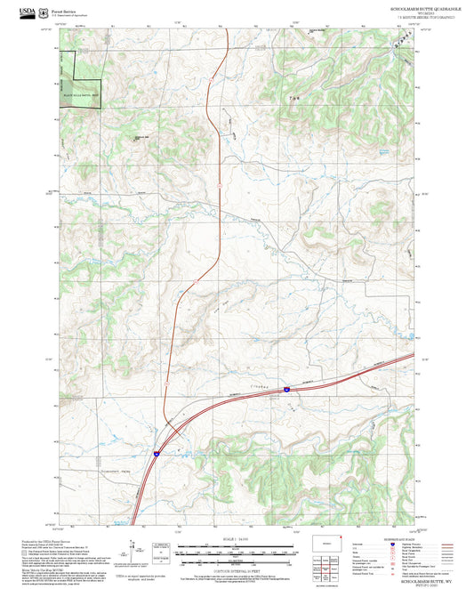 2025 Forest Service Topo Map of Schoolmarm Butte Wyoming