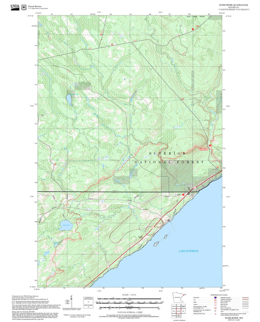 2025 Forest Service Topo Map of Schroeder Minnesota