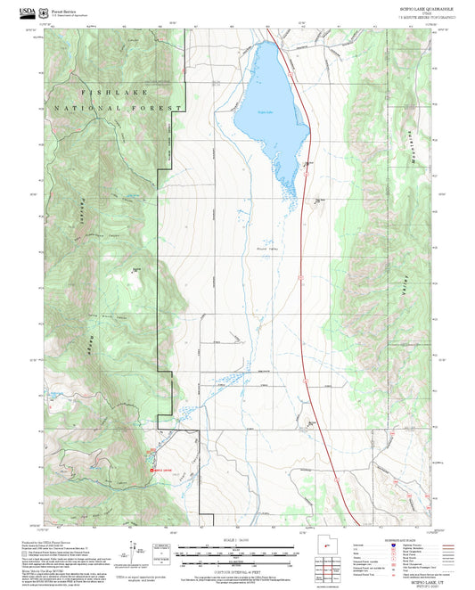 2025 Forest Service Topo Map of Scipio Lake Utah