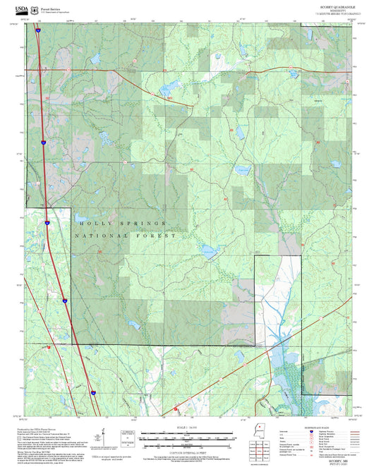 2025 Forest Service Topo Map of Scobey Mississippi