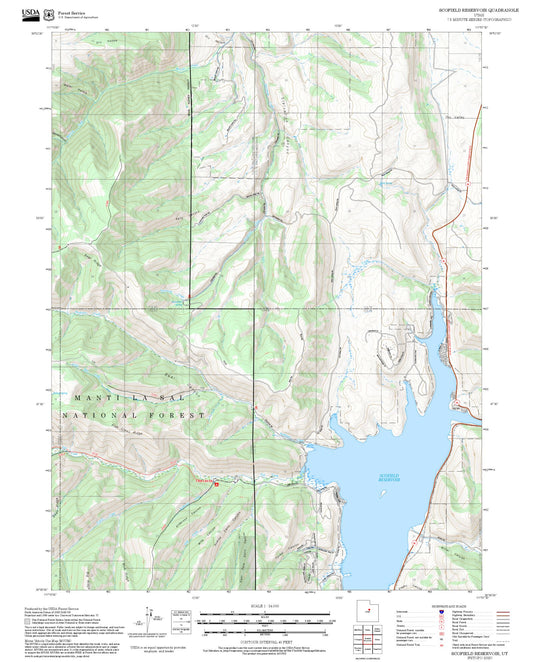 2025 Forest Service Topo Map of Scofield Reservoir Utah