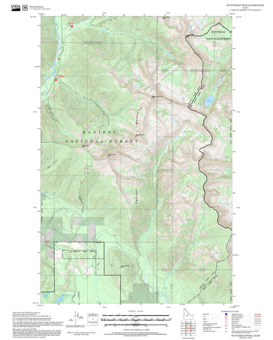2025 Forest Service Topo Map of Scotchman Peak Idaho