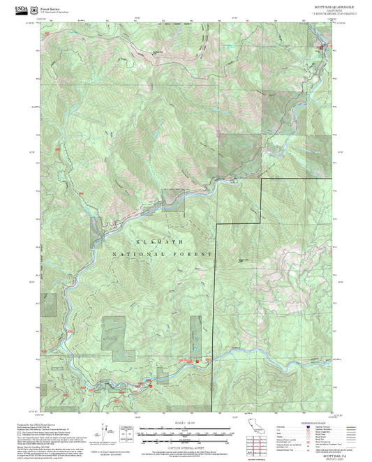 2025 Forest Service Topo Map of Scott Bar California