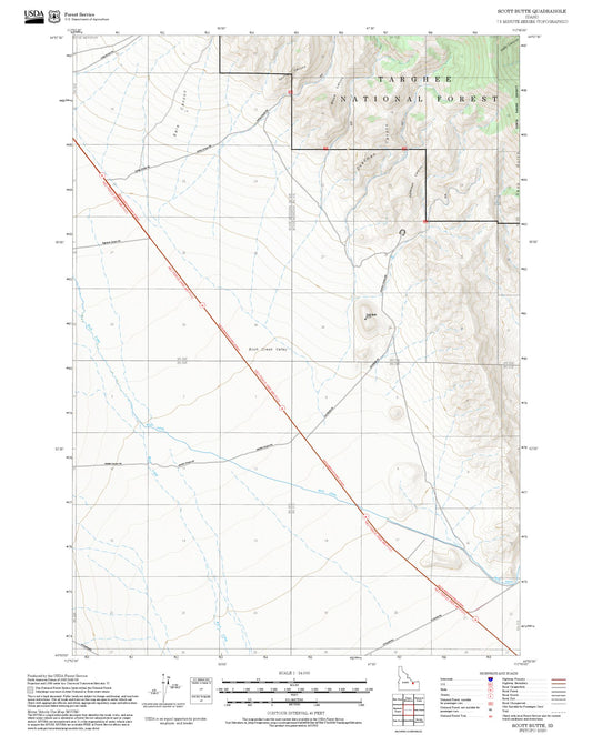 2025 Forest Service Topo Map of Scott Butte Idaho