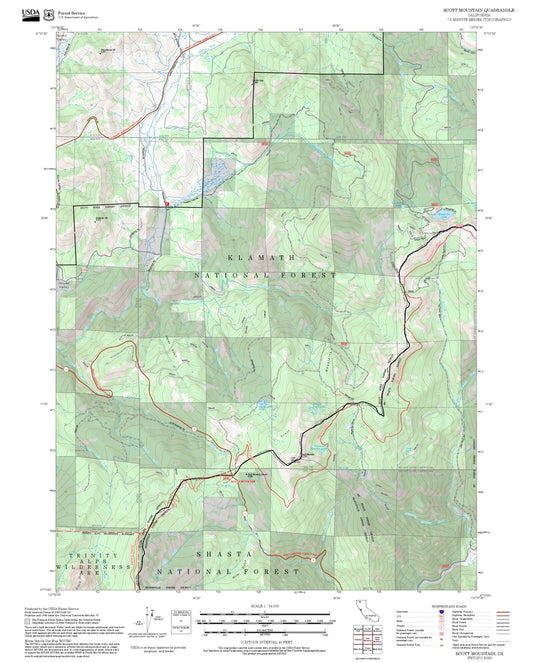 2025 Forest Service Topo Map of Scott Mountain California