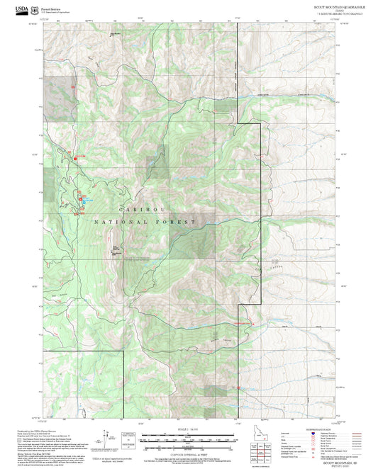 2025 Forest Service Topo Map of Scout Mountain Idaho