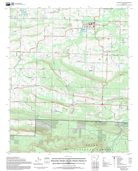 2025 Forest Service Topo Map of Scranton Arkansas