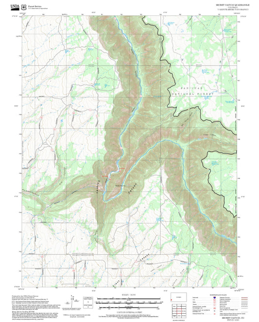 2025 Forest Service Topo Map of Secret Canyon Colorado