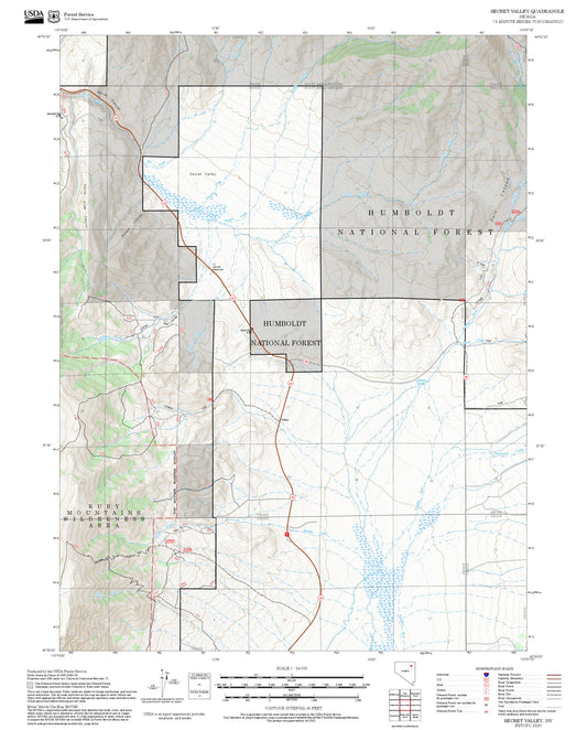 2025 Forest Service Topo Map of Secret Valley Nevada