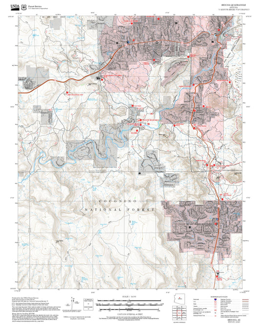 2025 Forest Service Topo Map of Sedona Arizona