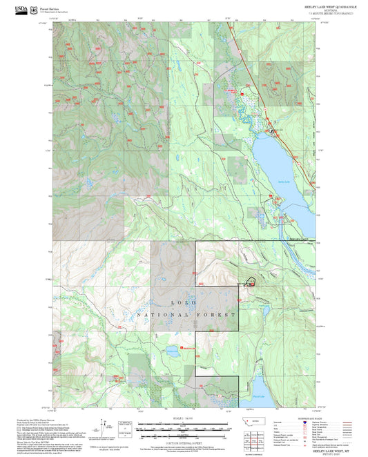 2025 Forest Service Topo Map of Seeley Lake West Montana