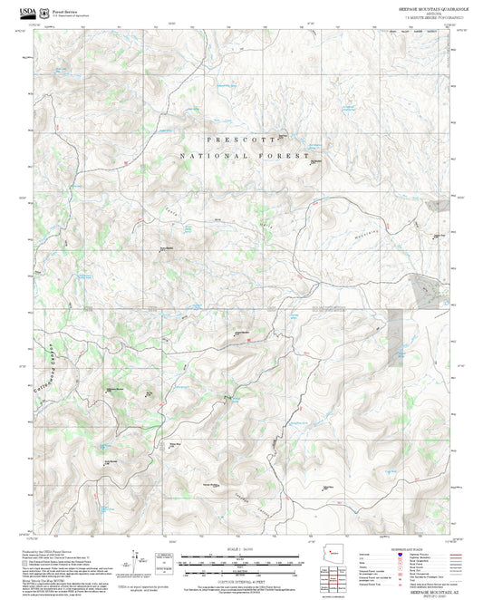 2025 Forest Service Topo Map of Seepage Mountain Arizona