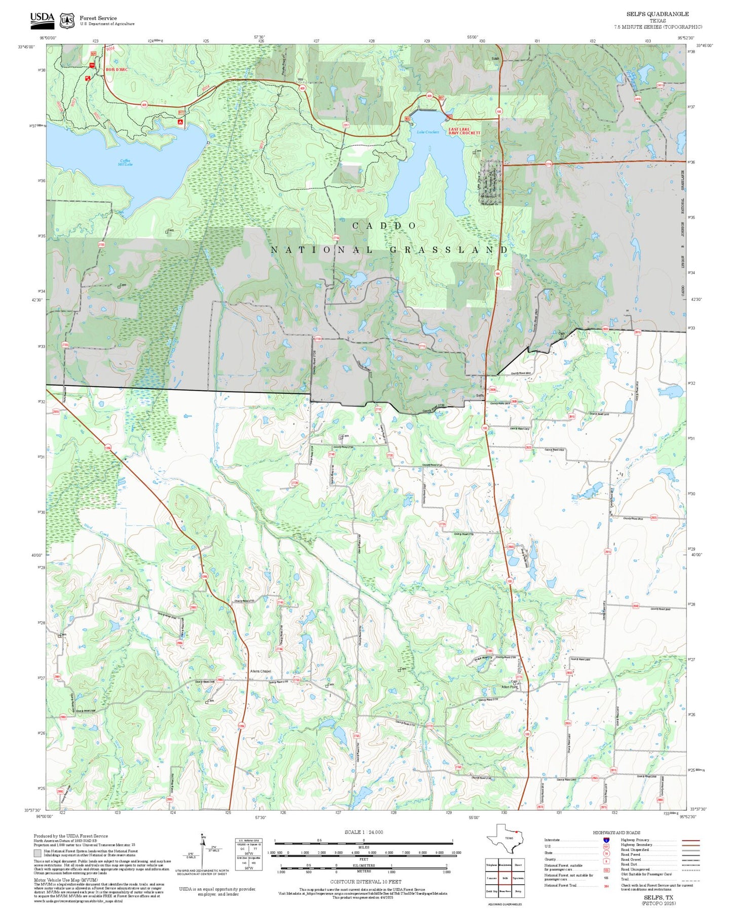 2025 Forest Service Topo Map of Selfs Texas