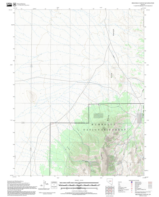 2025 Forest Service Topo Map of Seligman Canyon Nevada