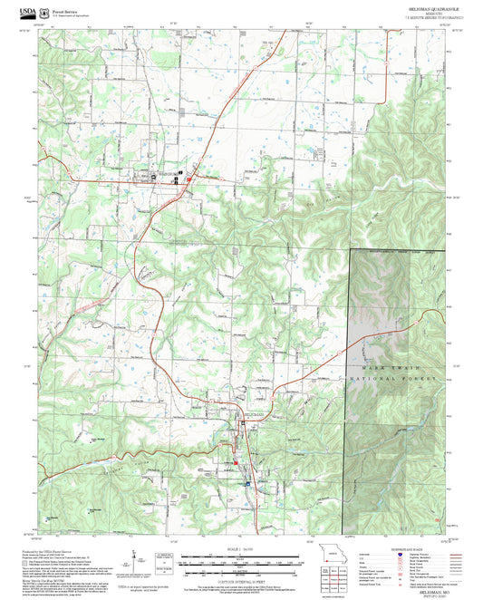 2025 Forest Service Topo Map of Seligman Missouri